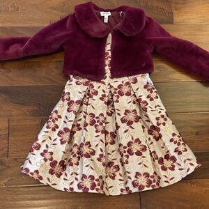 Speechless Maroon Jacket and Floral Dress Ensemble